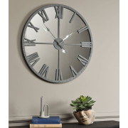 Grey Framed Mirrored Wall Clock 